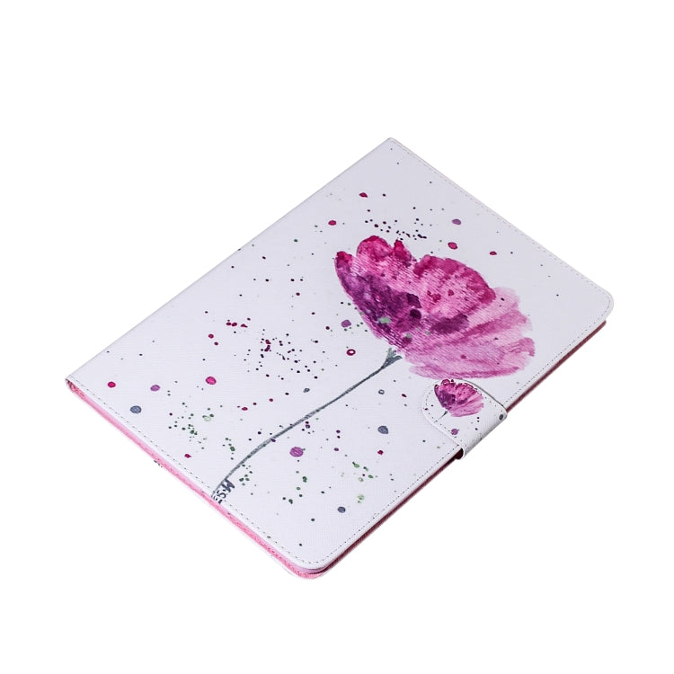 Purple Orchids Pattern Horizontal Flip Leather Case for iPad Mini (2019) / 4 / 3 / 2 / 1, with Holder & Card Slot & Wallet