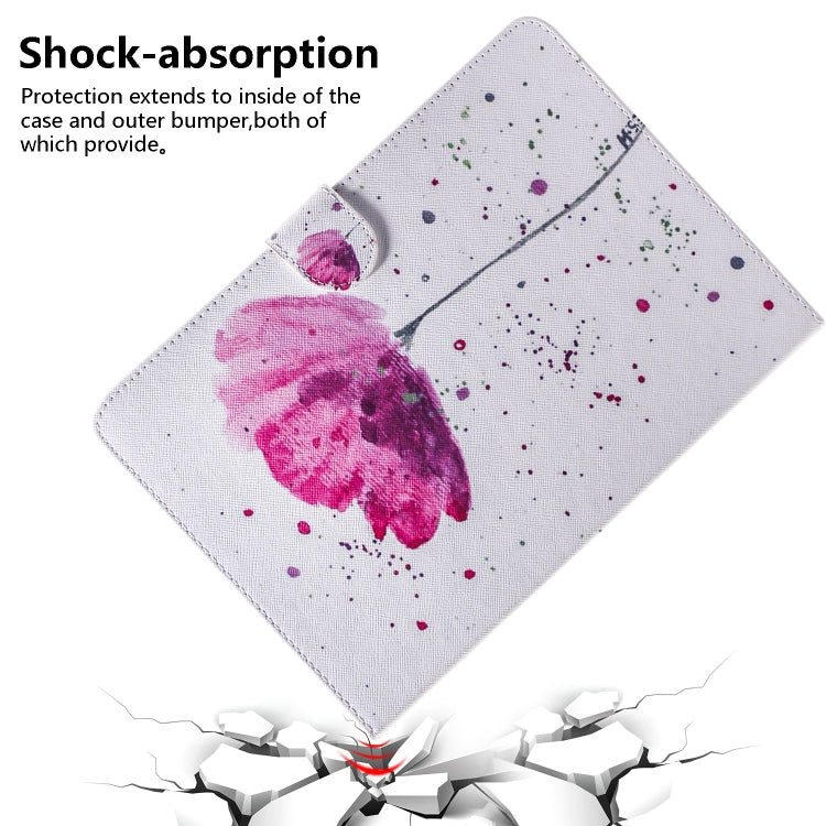 Purple Orchids Pattern Horizontal Flip Leather Case for iPad Mini (2019) / 4 / 3 / 2 / 1, with Holder & Card Slot & Wallet