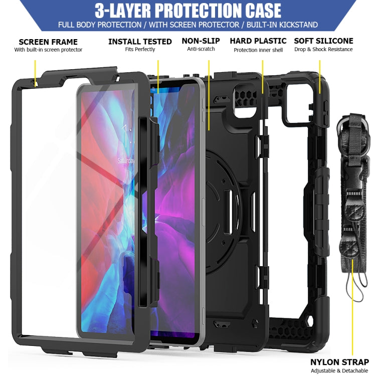 Pro 11 inch (2020) Shockproof Colorful Silica Gel + PC Protective Tablet Case with Holder & Shoulder Strap & Hand Strap & Pen Slot, For iPad Pro 11 inch (2018)