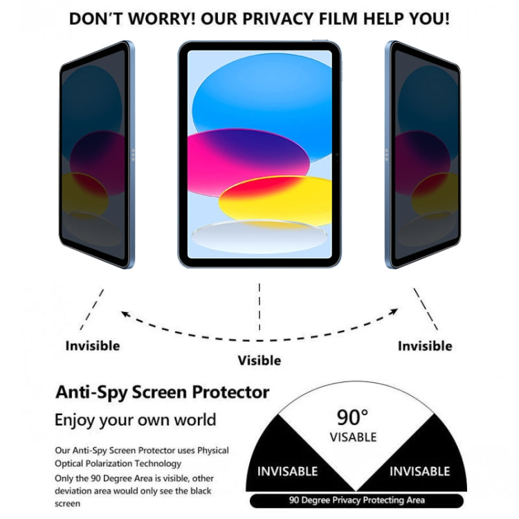 0.33mm 9H 2.5D Privacy Explosion-proof Tempered Glass Film, For iPad 10th Gen 10.9 2022