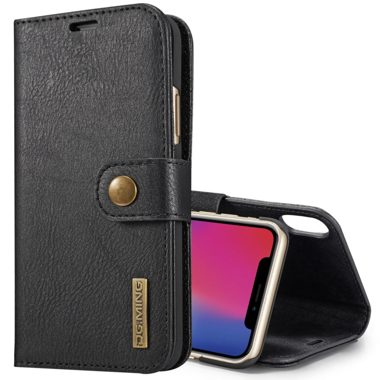 For iPhone X / XS DG.MING Crazy Horse Texture Horizontal Flip Detachable Magnetic Protective Case with Holder & Card Slots & Wallet, iPhone X