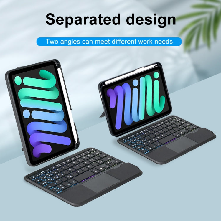 T06-AS For iPad mini6 / mini 7 Touch Backlight Split Type Bluetooth Keyboard Leather Case — view 7