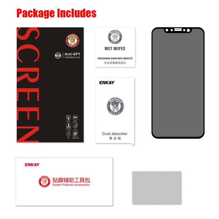For iPhone XS Max ENKAY Hat-Prince 0.26mm 9H 6D Privacy Anti-glare Full Screen Tempered Glass Film