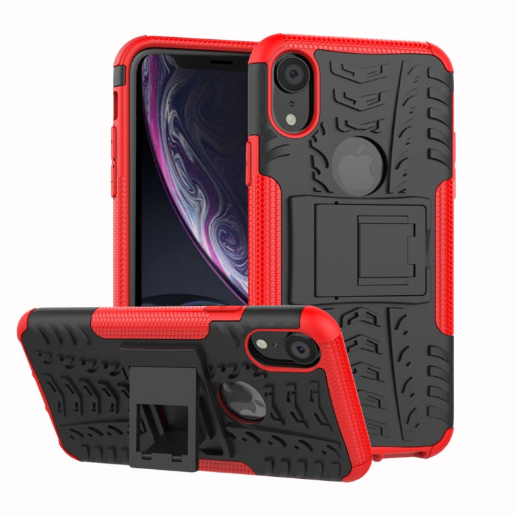 Tire Texture TPU+PC Shockproof Case with Holder, For iPhone XR