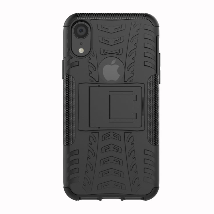Tire Texture TPU+PC Shockproof Case with Holder, For iPhone XR