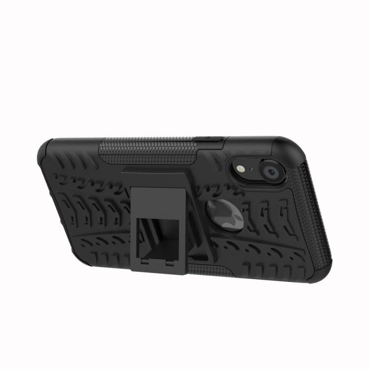 Tire Texture TPU+PC Shockproof Case with Holder, For iPhone XR
