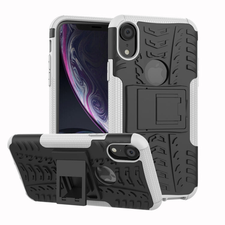 Tire Texture TPU+PC Shockproof Case with Holder, For iPhone XR