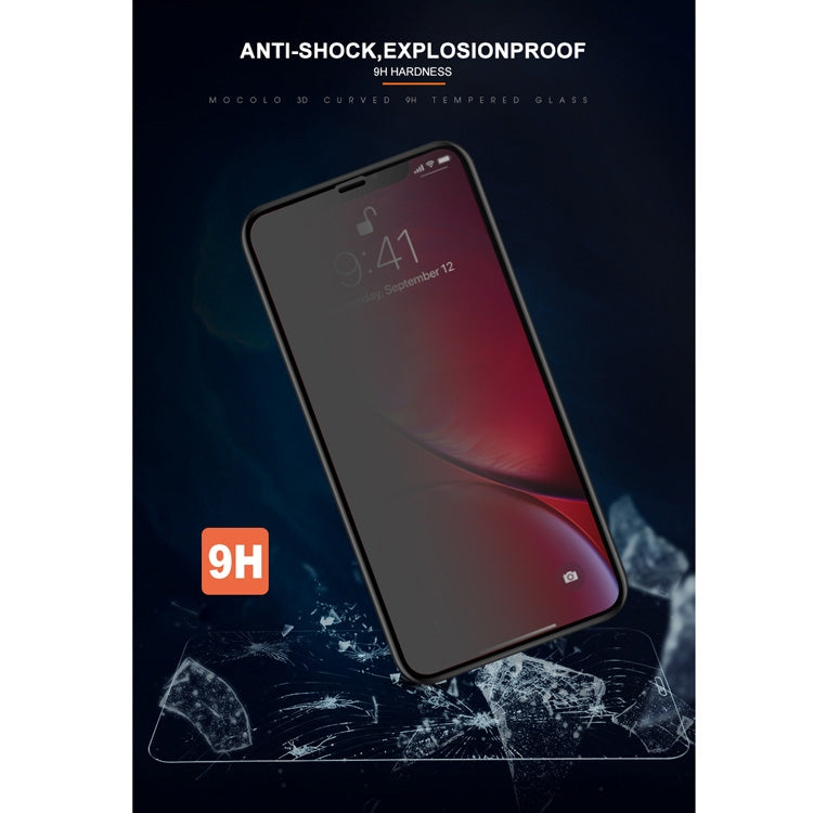 For iPhone 11 / XR mocolo 0.33mm 9H 3D Round Edge Privacy Anti-glare Tempered Glass Film