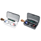 F9-5C Four-bar Breathing Light + Digital Display Noise Reduction Bluetooth Earphone with Hand Strap — F9-5C Four-bar Light with Strap White