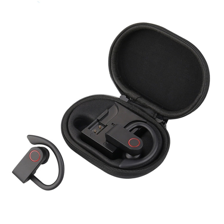 JHO-A9 TWS Wireless Hanging Ear Type Bluetooth Earphone with Charging + Storage Integrated Zipper Bag, Support Voice Control