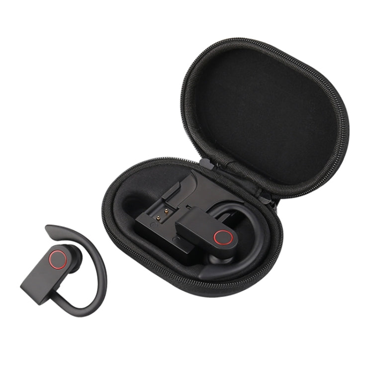 JHO-A9 TWS Wireless Hanging Ear Type Bluetooth Earphone with Charging + Storage Integrated Zipper Bag, Support Voice Control — JHO-A9