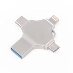 Cross 4 in 1 64GB 8 Pin + Micro USB + USB-C / Type-C + USB 3.0 Metal Flash Disk