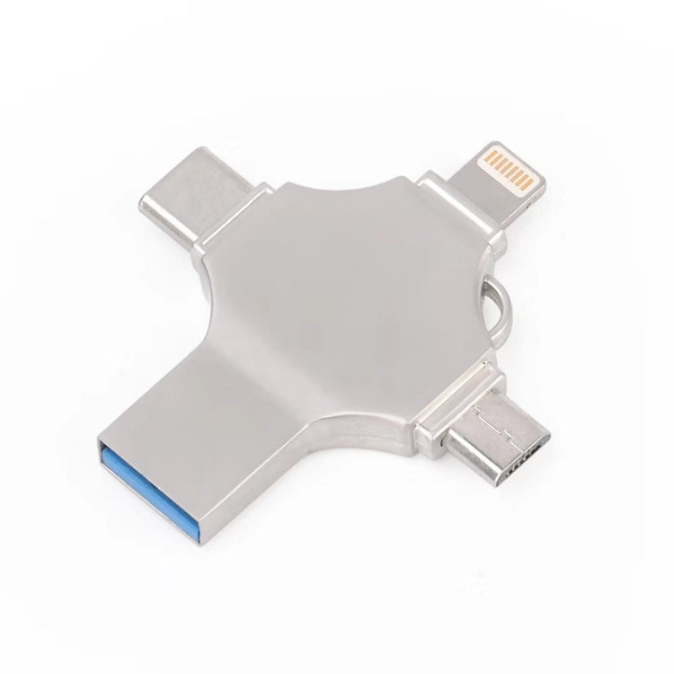Cross 4 in 1 64GB 8 Pin + Micro USB + USB-C / Type-C + USB 3.0 Metal Flash Disk