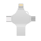 Cross 4 in 1 64GB 8 Pin + Micro USB + USB-C / Type-C + USB 3.0 Metal Flash Disk