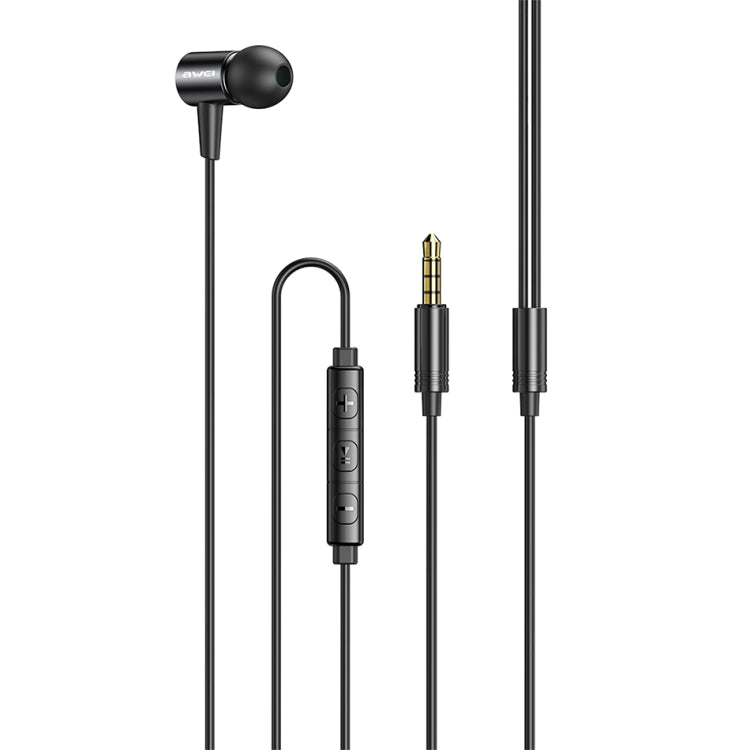 awei L2 3.5mm Plug In-Ear Wired Stereo Earphone with Mic — Black