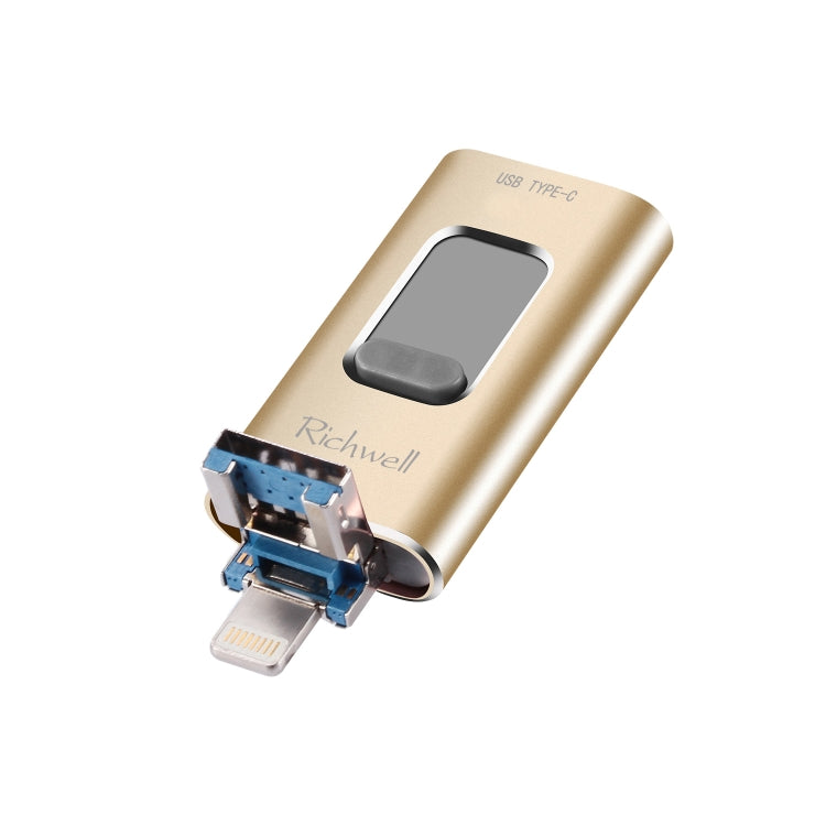 Richwell 3 in 1 64G Type-C + 8 Pin + USB 3.0 Metal Push-pull Flash Disk with OTG Function — view 11