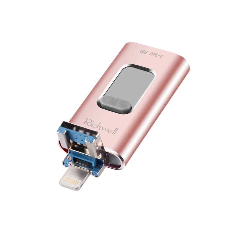 Richwell 3 in 1 64G Type-C + 8 Pin + USB 3.0 Metal Push-pull Flash Disk with OTG Function — view 12