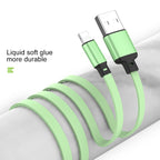 3.5A Liquid Silicone 3 in 1 USB to USB-C / Type-C + 8Pin + Micro USB Retractable Data Syn Charging Cable — Purple