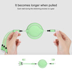 3.5A Liquid Silicone 3 in 1 USB to USB-C / Type-C + 8Pin + Micro USB Retractable Data Syn Charging Cable — view 7