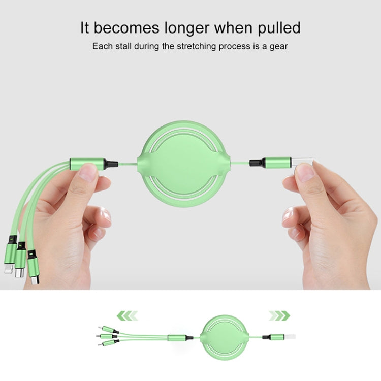 3.5A Liquid Silicone 3 in 1 USB to USB-C / Type-C + 8Pin + Micro USB Retractable Data Syn Charging Cable — view 7