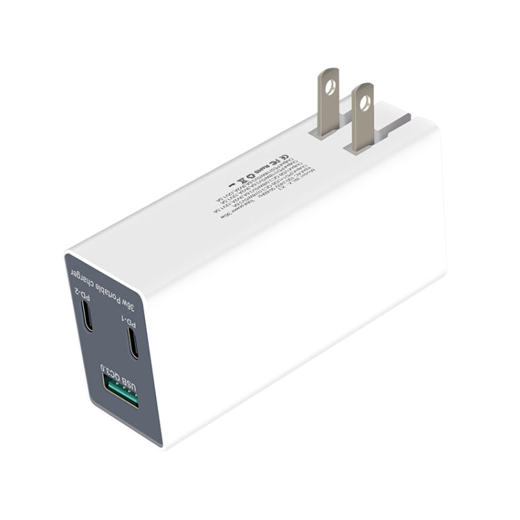 WLX-X3 36W 90 Degrees Foldable Pin Portable Multi-function USB Charger, US Plug — view 2