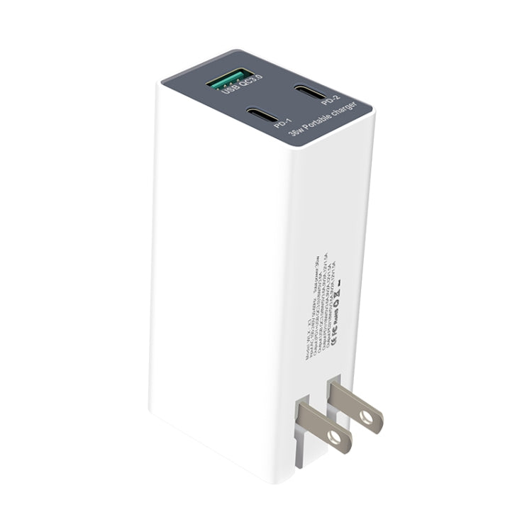 WLX-X3 36W 90 Degrees Foldable Pin Portable Multi-function USB Charger, US Plug — view 3