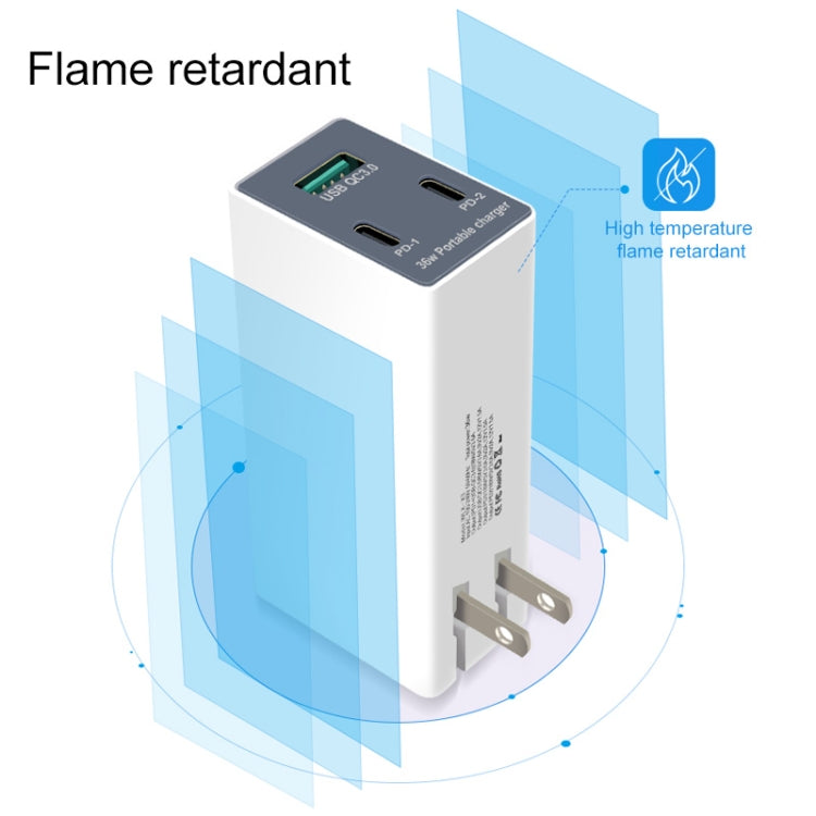 WLX-X3 36W 90 Degrees Foldable Pin Portable Multi-function USB Charger, US Plug — view 5
