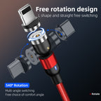 1m 2A Output USB to 8 Pin Nylon Braided Rotate Magnetic Charging Cable — Purple