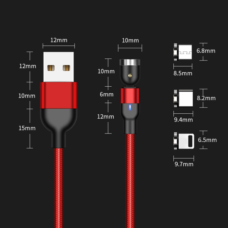 1m 2A Output USB to 8 Pin Nylon Braided Rotate Magnetic Charging Cable — Red