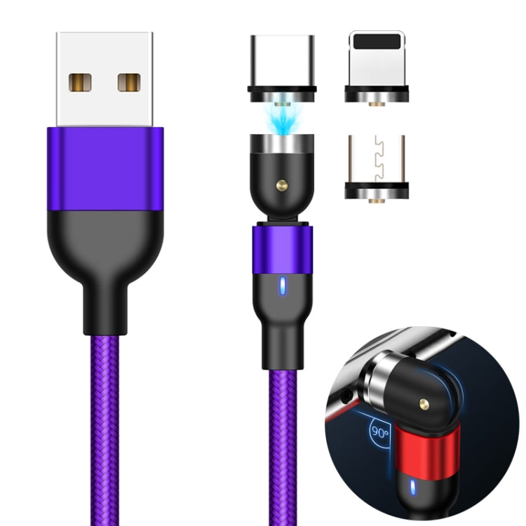 1m 2A Output 3 in 1 USB to 8 Pin + USB-C / Type-C + Micro USB Nylon Braided Rotate Magnetic Charging Cable — view 16