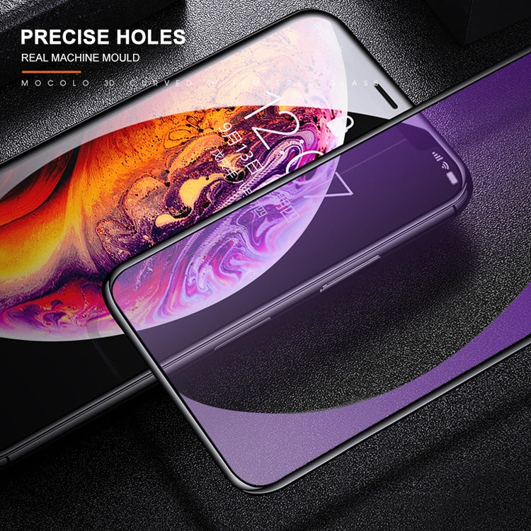 For iPhone 11 Pro / XS / X mocolo 0.33mm 9H 3D Round Edge Anti Blue-ray Tempered Glass Film