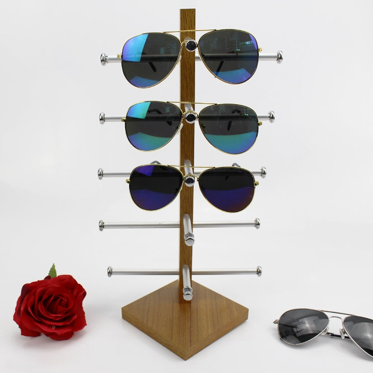 Glasses Display Frame Sunglasses Rack Display Stand, Grain Wood
