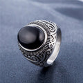 Europe and America Style Retro Gemstone Turquoise Men Titanium Steel Ring, Size: 8, Perimeter: 57mm, Diameter: 18.2mm