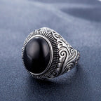 Europe and America Style Retro Gemstone Turquoise Men Titanium Steel Ring, Size: 8, Perimeter: 57mm, Diameter: 18.2mm