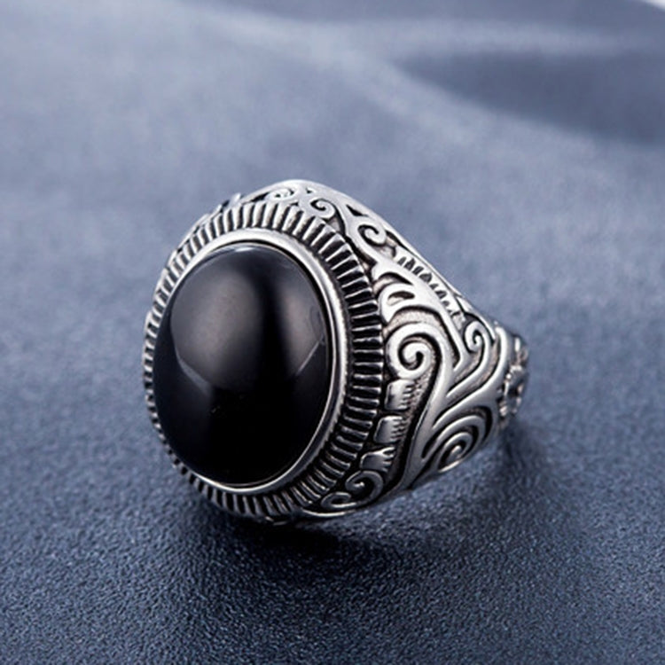 Europe and America Style Retro Gemstone Turquoise Men Titanium Steel Ring, Size: 8, Perimeter: 57mm, Diameter: 18.2mm