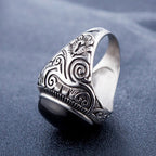 Europe and America Style Retro Gemstone Turquoise Men Titanium Steel Ring, Size: 8, Perimeter: 57mm, Diameter: 18.2mm