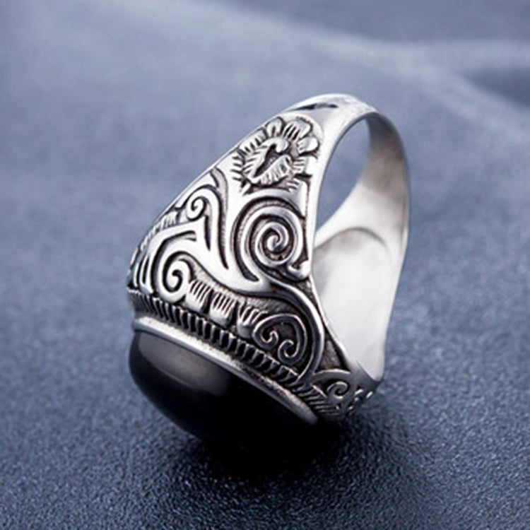 Europe and America Style Retro Gemstone Turquoise Men Titanium Steel Ring, Size: 8, Perimeter: 57mm, Diameter: 18.2mm
