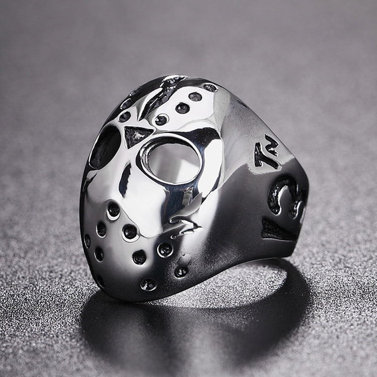 Europe and America Style Punk Gothic Rock Mask Skull Men Titanium Steel Ring, US Size: 11, Perimeter: 65mm, Diameter: 20.7mm