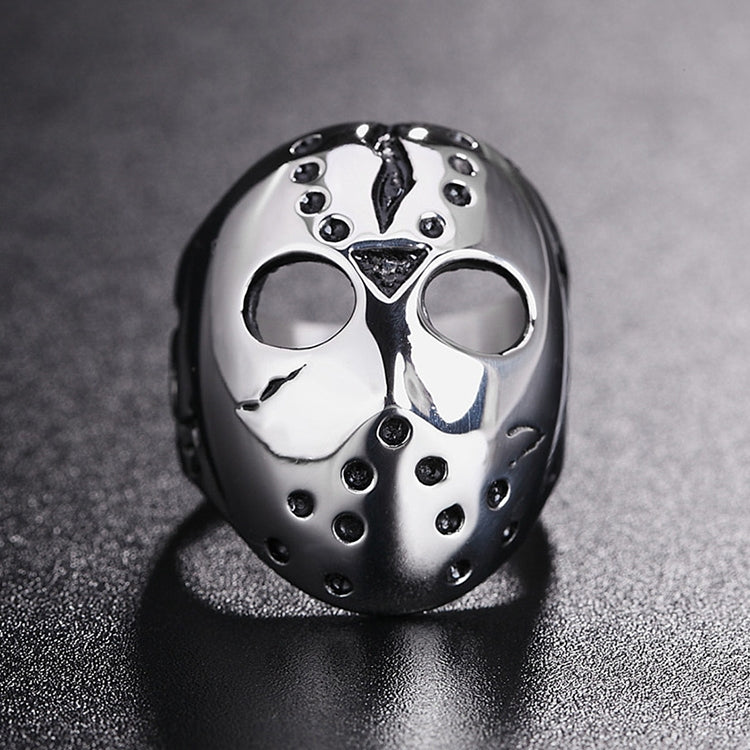 Europe and America Style Punk Gothic Rock Mask Skull Men Titanium Steel Ring, US Size: 11, Perimeter: 65mm, Diameter: 20.7mm
