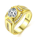 Fashion Businessman 18K White Gold Plated + AAA Zircon Men Diamond Ring, Size: 7, Perimeter: 54.5mm, Diameter: 17.3mm