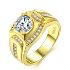 Fashion Businessman 18K White Gold Plated + AAA Zircon Men Diamond Ring, Size: 7, Perimeter: 54.5mm, Diameter: 17.3mm