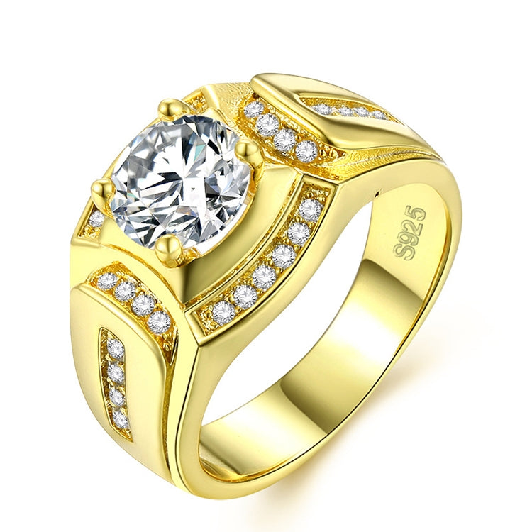 Fashion Businessman 18K White Gold Plated + AAA Zircon Men Diamond Ring, Size: 7, Perimeter: 54.5mm, Diameter: 17.3mm