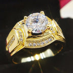 Fashion Businessman 18K White Gold Plated + AAA Zircon Men Diamond Ring, Size: 7, Perimeter: 54.5mm, Diameter: 17.3mm