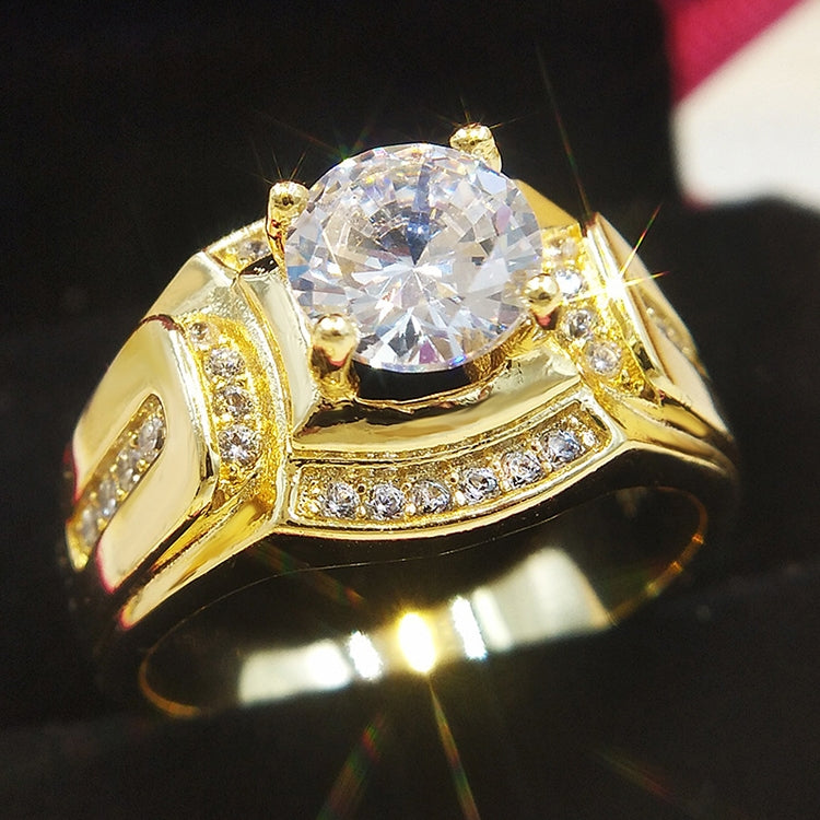 Fashion Businessman 18K White Gold Plated + AAA Zircon Men Diamond Ring, Size: 7, Perimeter: 54.5mm, Diameter: 17.3mm