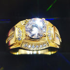 Fashion Businessman 18K White Gold Plated + AAA Zircon Men Diamond Ring, Size: 7, Perimeter: 54.5mm, Diameter: 17.3mm