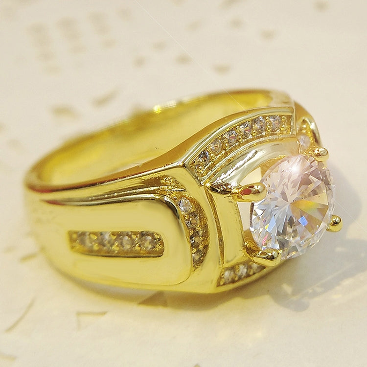 Fashion Businessman 18K White Gold Plated + AAA Zircon Men Diamond Ring, Size: 7, Perimeter: 54.5mm, Diameter: 17.3mm