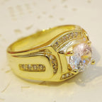 Fashion Businessman 18K White Gold Plated + AAA Zircon Men Diamond Ring, Size: 7, Perimeter: 54.5mm, Diameter: 17.3mm