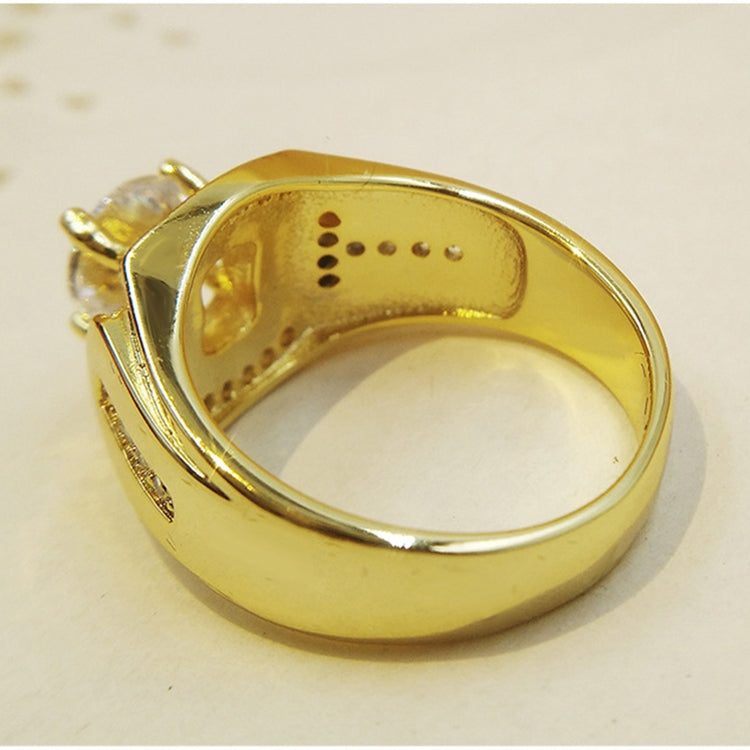 Fashion Businessman 18K White Gold Plated + AAA Zircon Men Diamond Ring, Size: 7, Perimeter: 54.5mm, Diameter: 17.3mm