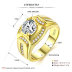 Fashion Businessman 18K White Gold Plated + AAA Zircon Men Diamond Ring, Size: 7, Perimeter: 54.5mm, Diameter: 17.3mm