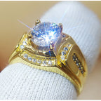 Fashion Businessman 18K White Gold Plated + AAA Zircon Men Diamond Ring, Size: 7, Perimeter: 54.5mm, Diameter: 17.3mm